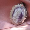 Pendentif en argent persan style classique avec pierre précieuse Agate Dendritique Minu
