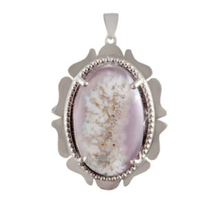 Pendentif en argent persan style classique avec pierre précieuse Agate Dendritique Minu