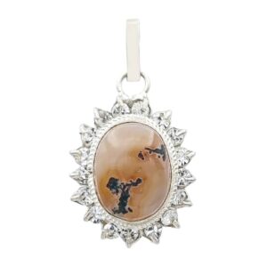 Pendentif en argent persan style classique avec pierre précieuse Aqeeq yéménite Panah