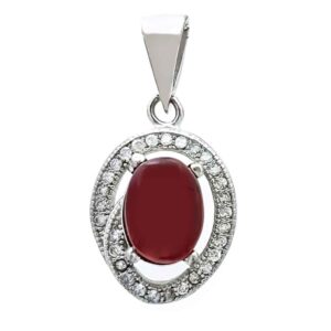 Pendentif en argent persan style classique avec pierre précieuse Aqeeq yéménite Sorkh