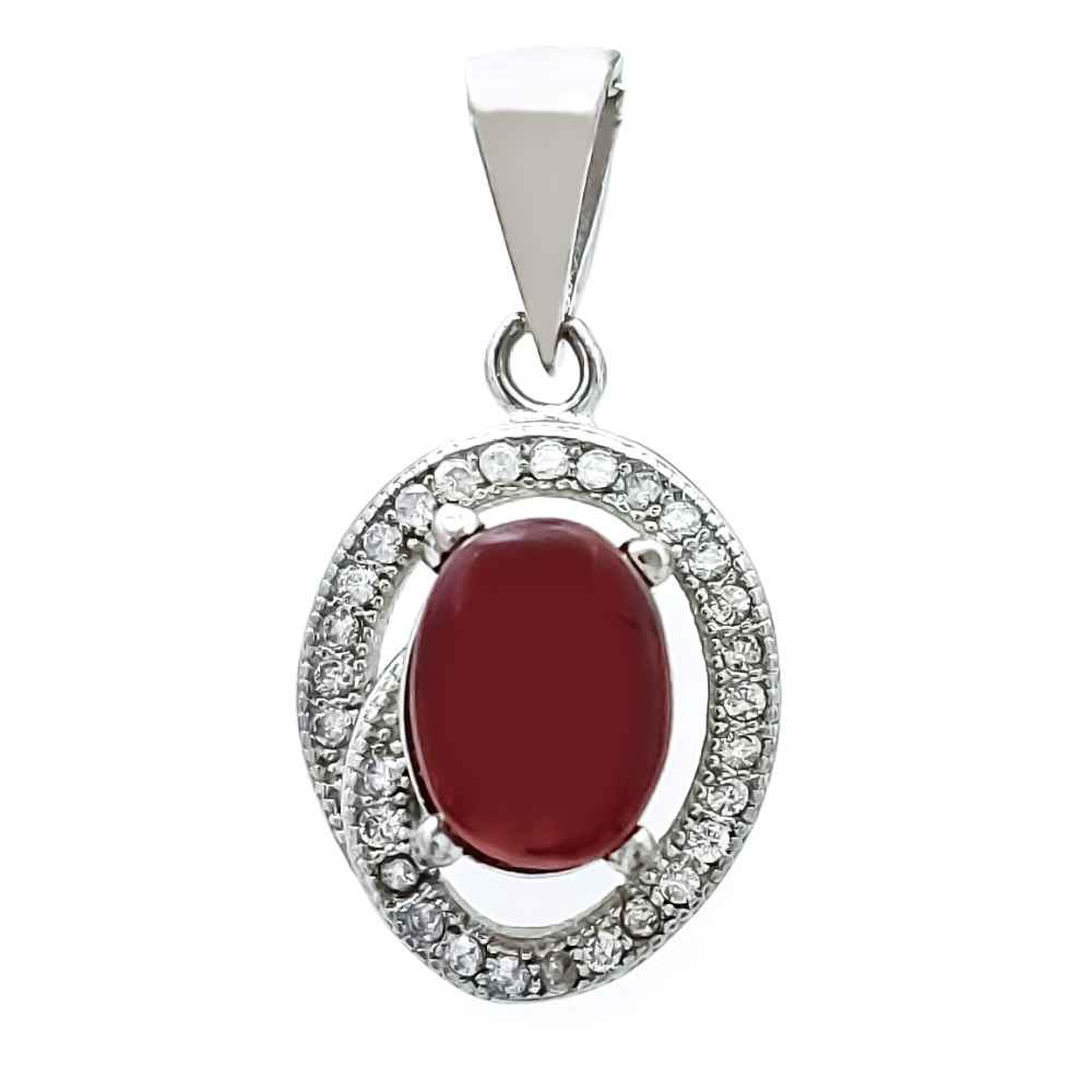Pendentif en argent persan style classique avec pierre précieuse Aqeeq yéménite Sorkh
