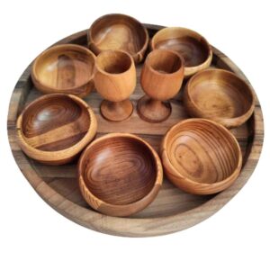 Set de plats Haftseen en bois adapté pour la célébration de Nowruz Janan