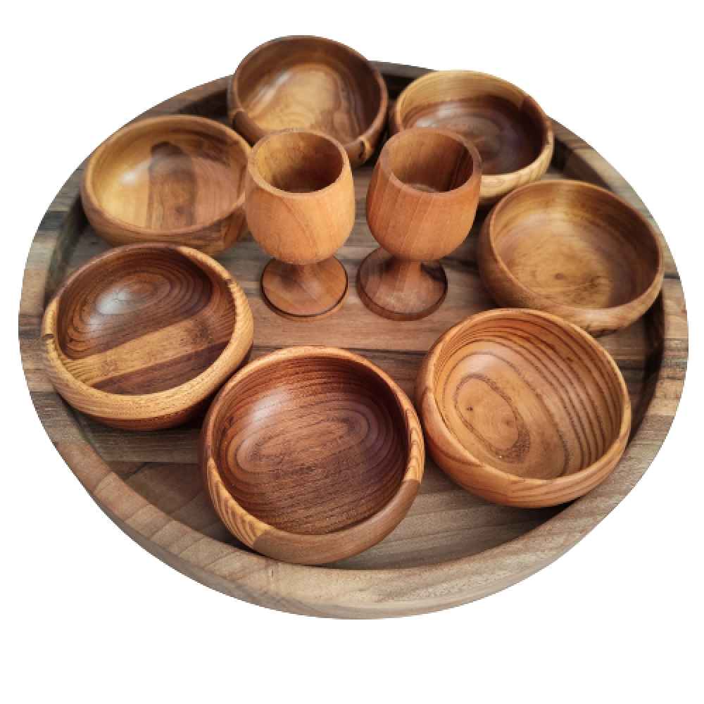 Set de plats Haftseen en bois adapté pour la célébration de Nowruz Janan
