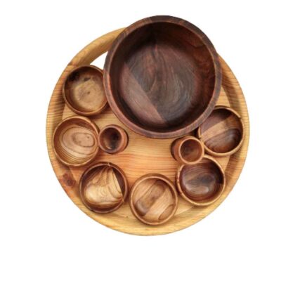 Set de plats Haftseen en bois adapté pour la célébration de Nowruz Yasin