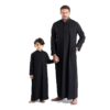 Dishdasha Thawb Noir pour Enfants (Taille 38-44) – Vêtement de style arabe