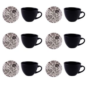 Ensemble de Tasses à Thé Persanes avec Soucoupe – Design Céramique Paisley (12 pièces)