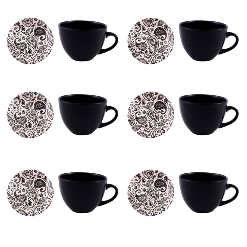 Ensemble de Tasses à Thé Persanes avec Soucoupe - Design Céramique Paisley (12 pièces)