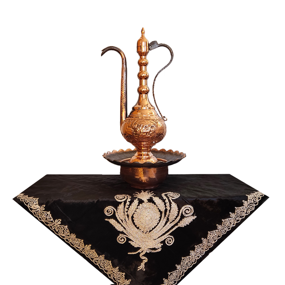 Aftabeh décoratif en cuivre persan avec bassin – Modèle Afra