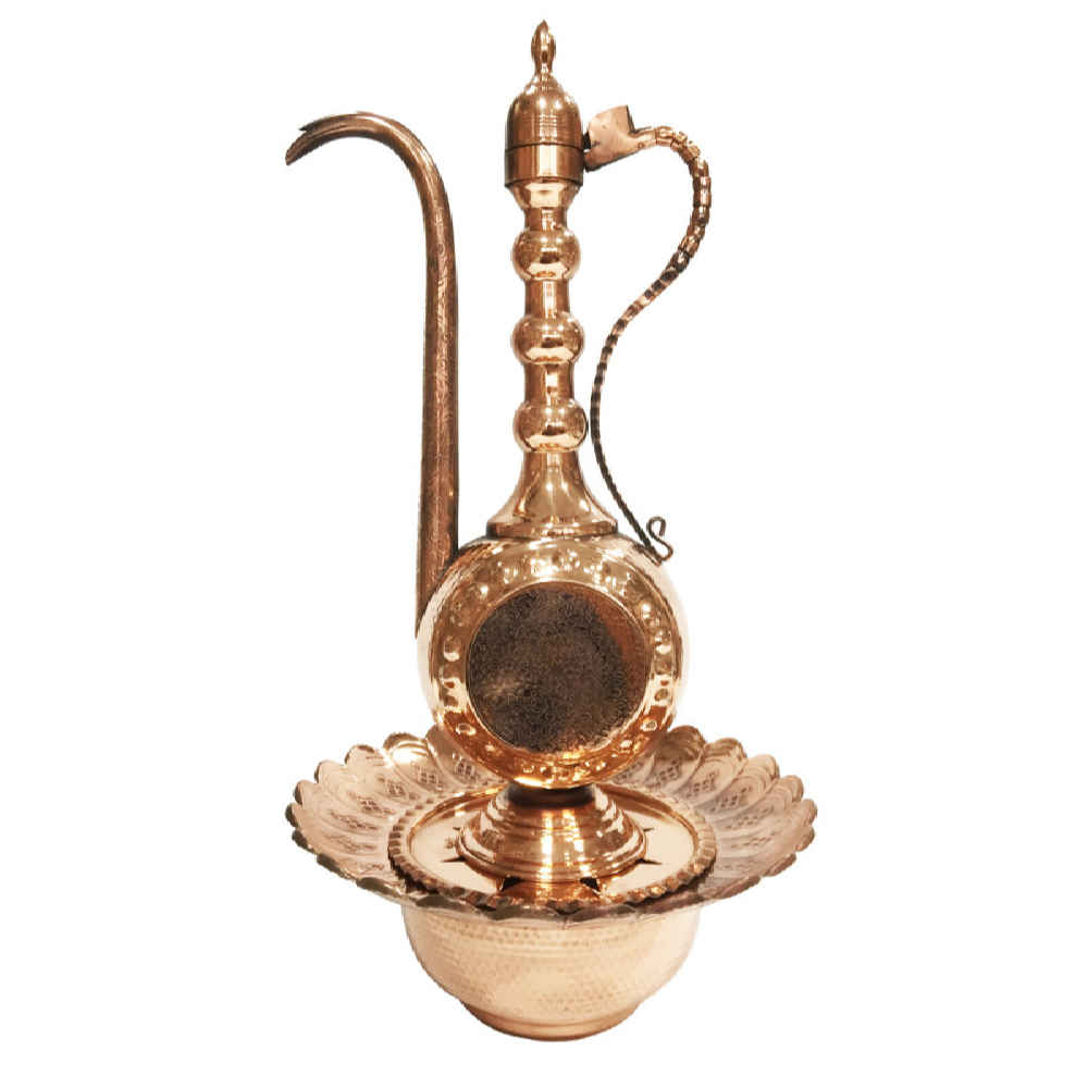 Decorative Persian Copper Aftabeh with Basin Bowl - Panah Model