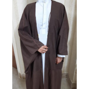 Manteau Bisht Islamique pour Homme avec Manches Longues – Élégance Arabe