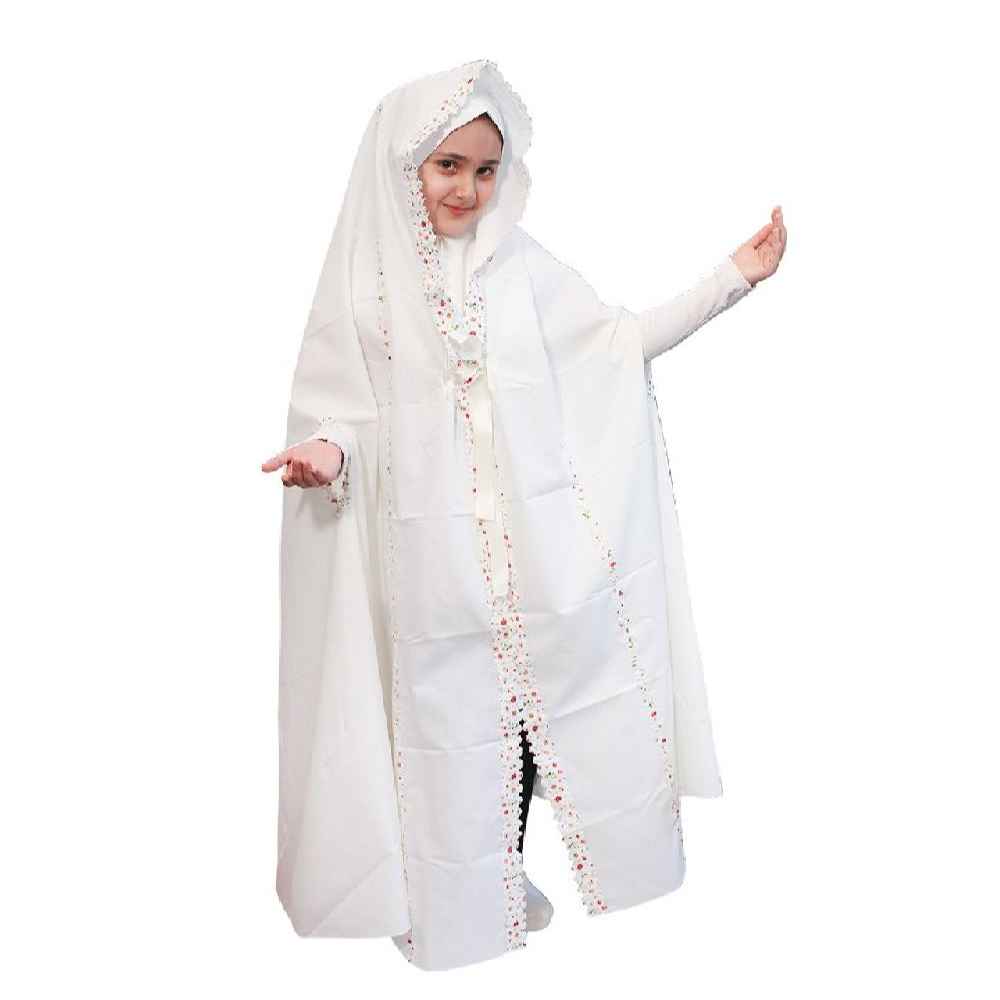 Tchador Islamique Blanc pour Filles Modèle Nasim