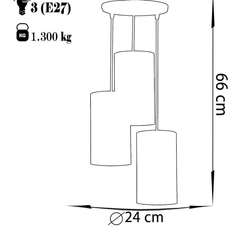 Suspension en tissu à abat-jours cylindriques en velours – modèle Donya