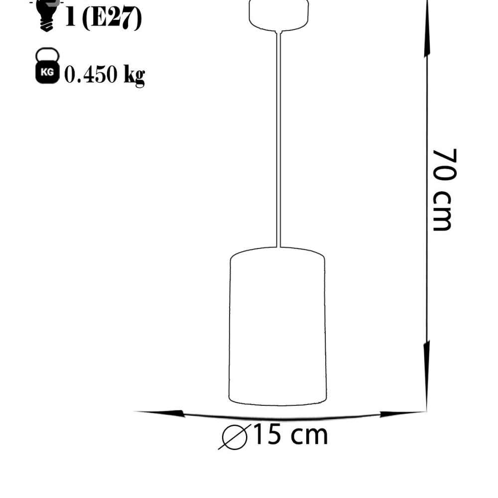 Suspension en tissu à abat-jour cylindrique en velours – modèle Nava