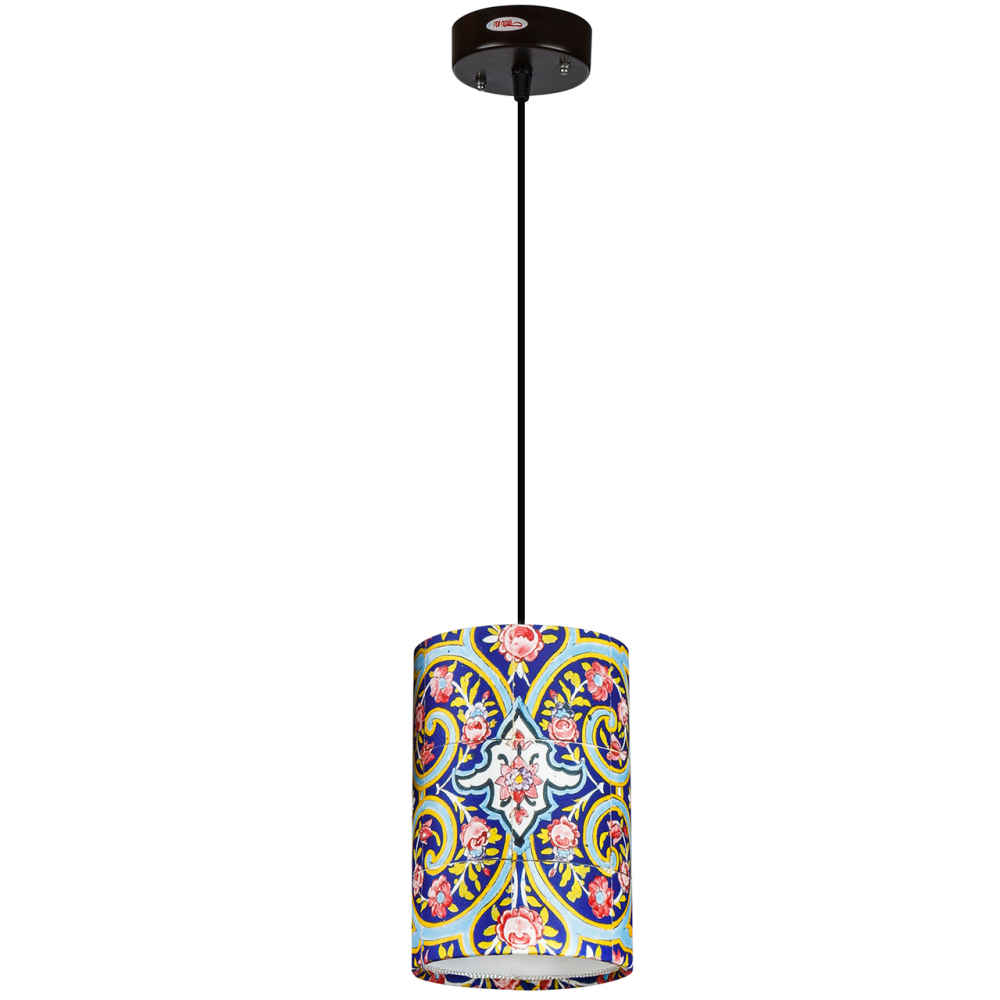 Suspension en tissu à abat-jour cylindrique en velours – modèle Nava
