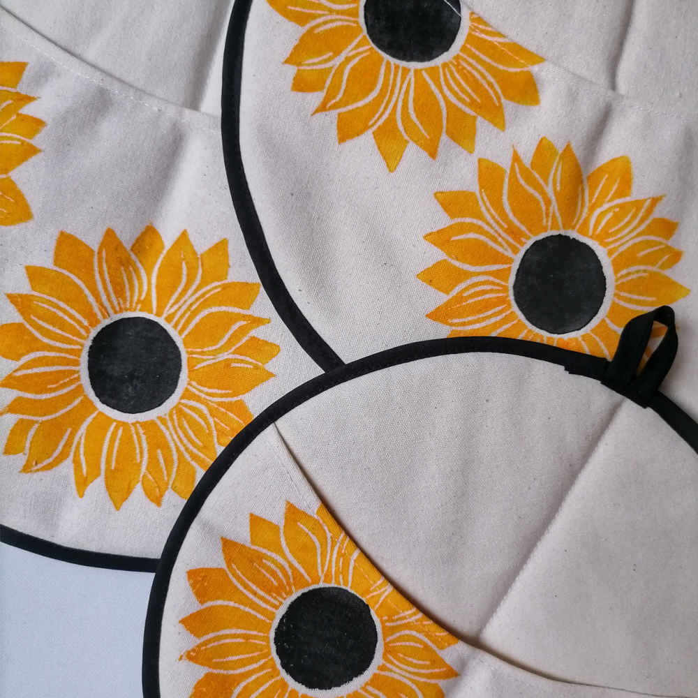 Damkoni – Bonnet de Riz Iranien – Attrape-Vapeur pour Couvercle Ensemble de 3 – Modèle Tournesol