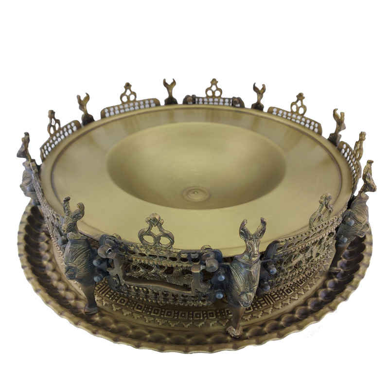 Brûleur persan de Manghal Esfand et Bakhoor – Fleur et oiseau gravés en laiton