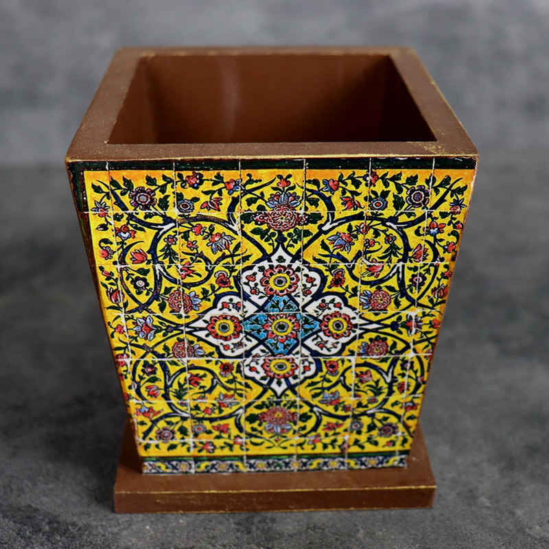 Porte-pinceaux de maquillage en bois Modèle Tile