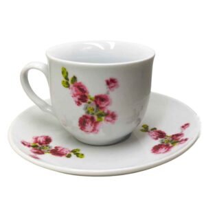 Set de tasses à thé perses avec sous-tasse – Design Porcelaine Blossom (12 pièces)