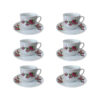 Set de tasses à thé perses avec sous-tasse - Design Porcelaine Gol Sorkhi (12 pièces)