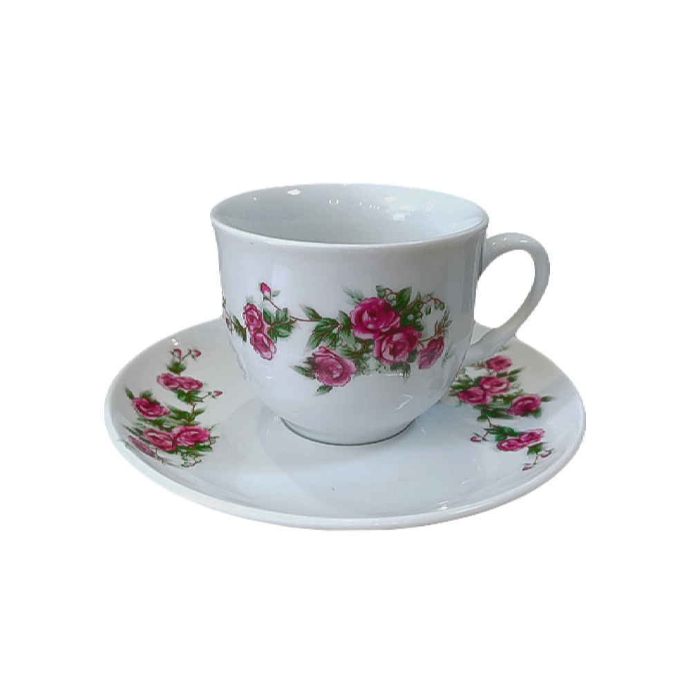 Set de tasses à thé perses avec sous-tasse - Design Porcelaine Gol Sorkhi (12 pièces)