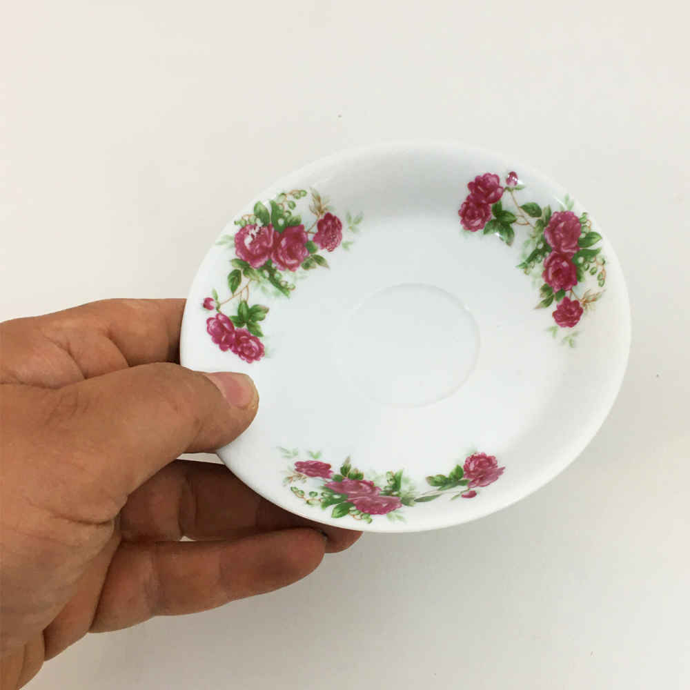 Assiette à thé persane – Porcelaine avec motif Floral Nostalgique (Lot de 6)