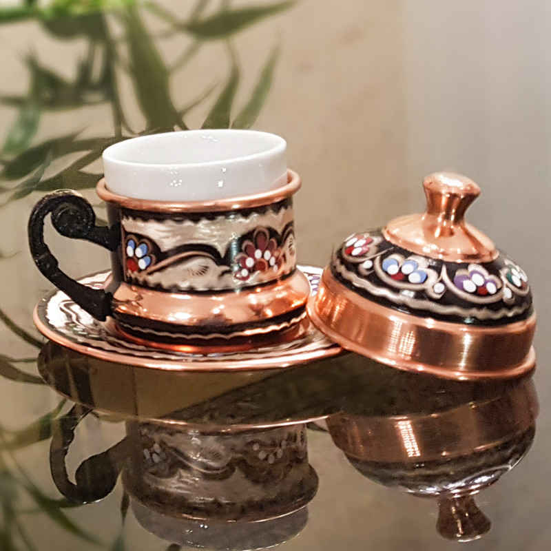 Tasse à expresso persane avec plateau – Style Demitasse en cuivre Fakher