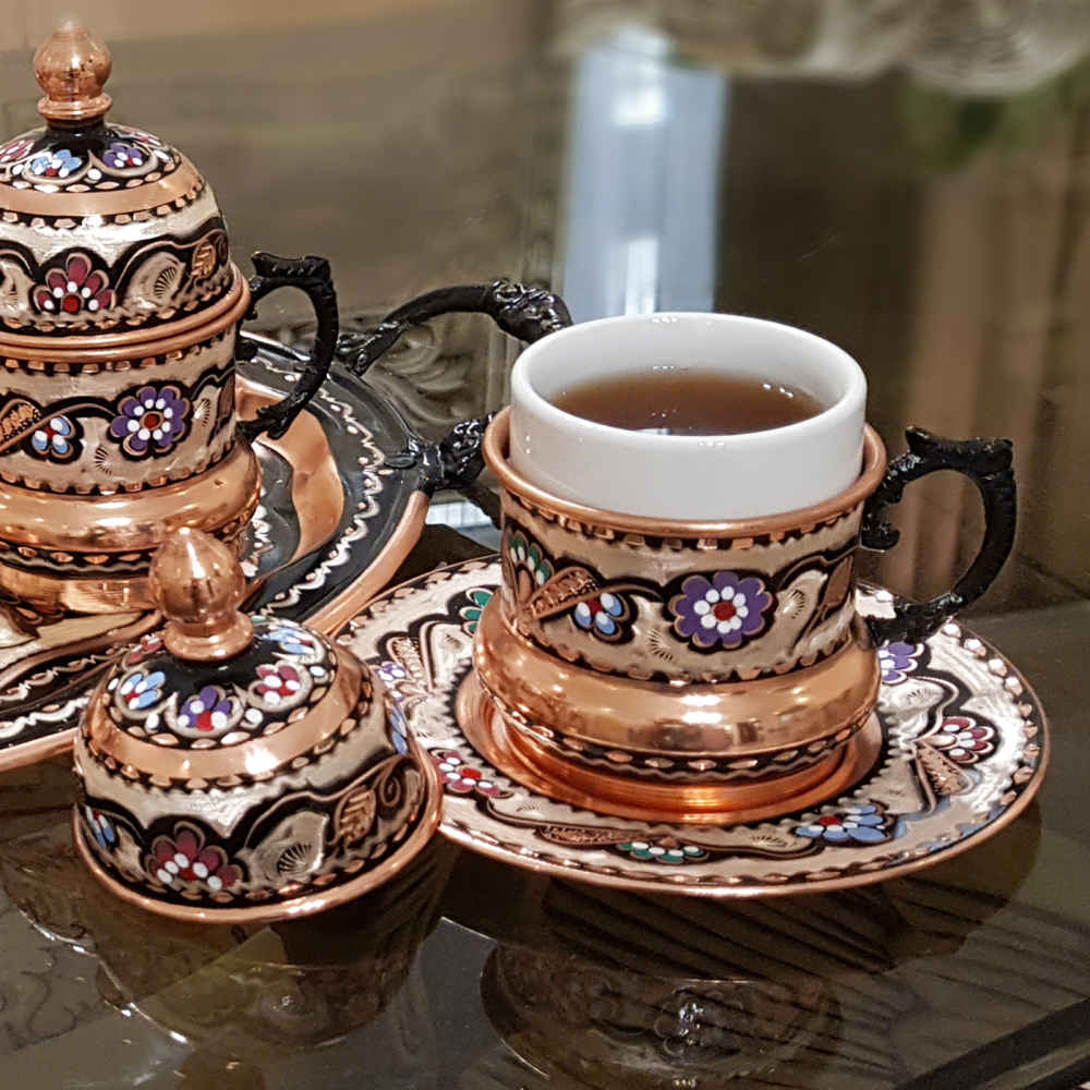 Tasse à expresso persane avec sous-tasse – Style Demitasse en cuivre émaillé Minakari