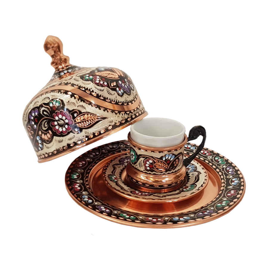 Tasse à expresso persane avec plateau - Style Demitasse en cuivre