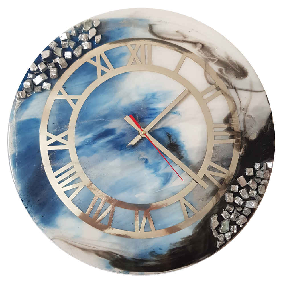Horloge Murale en Résine Artisanale - Style Abstrait Océan