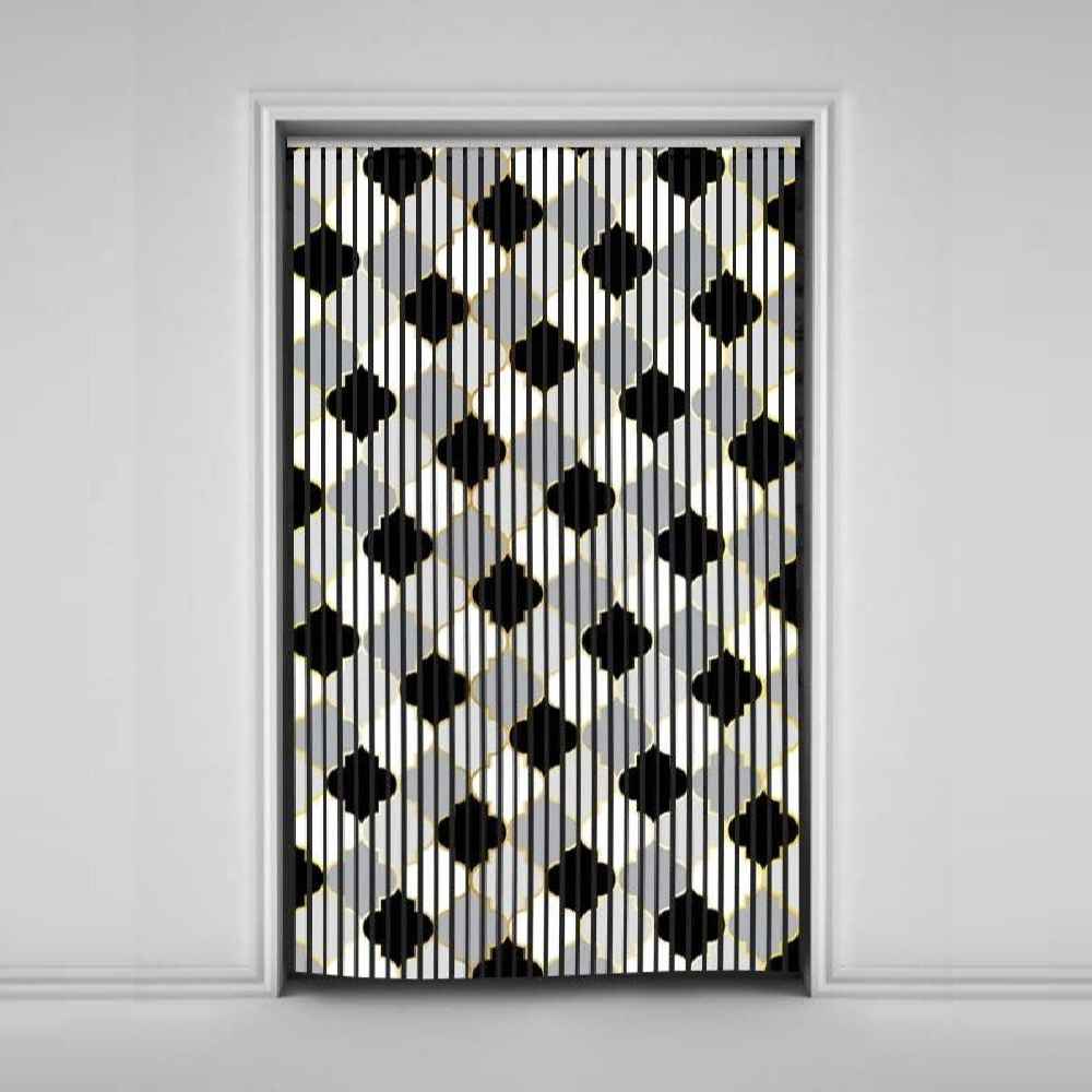 Velvet Vertical Blind Curtain – Abstract Shatranji Print