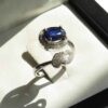 Bague de fiançailles en argent avec rubis bleu Bliss pour femmes Kabood