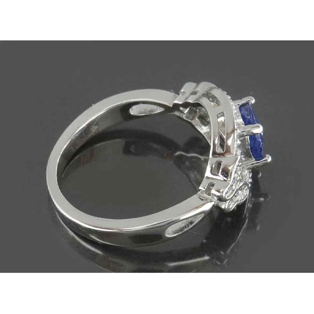 Bague de fiançailles en argent avec rubis bleu Bliss pour femmes Kamand