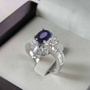 Bague de fiançailles en argent avec rubis bleu Bliss pour femmes Luxe