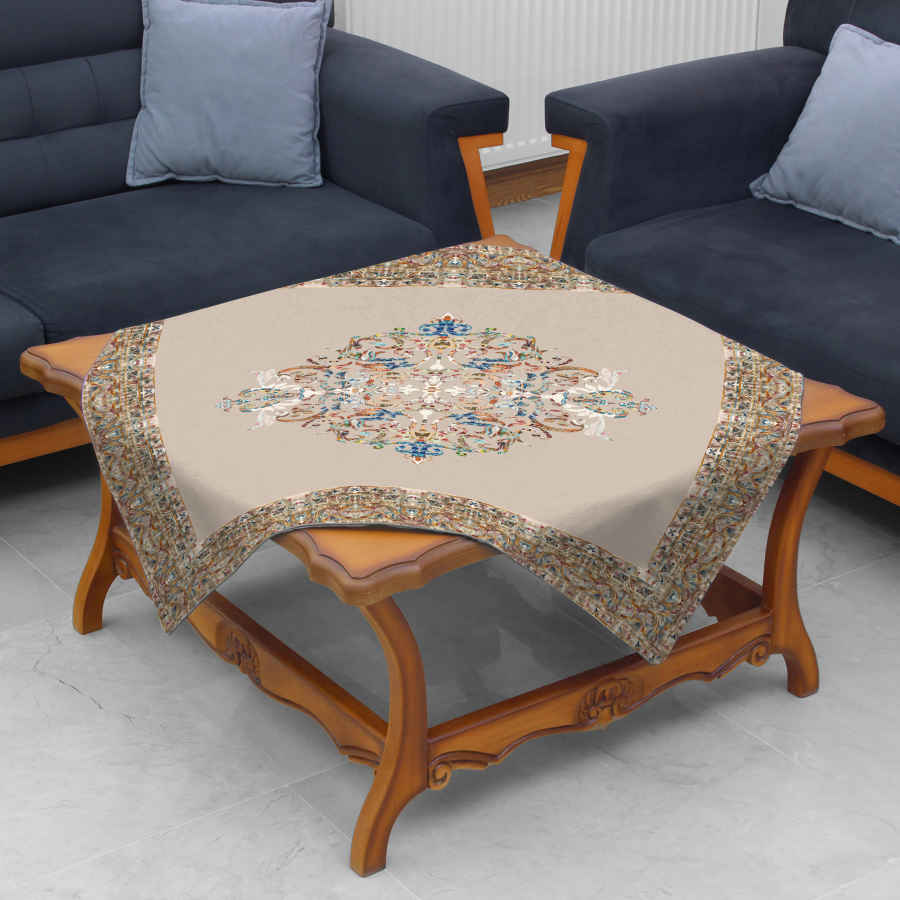 Nappe en velours design inspiré de l’élégance perse crème