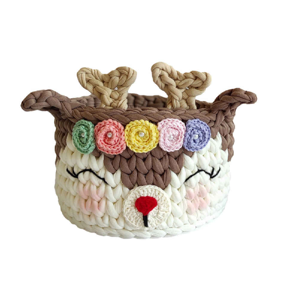 Panier de rangement en crochet modèle Ahoo (Cerf)