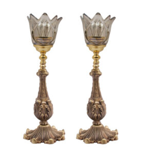 Bougeoir en cristal persan en forme de tulipe (2x)