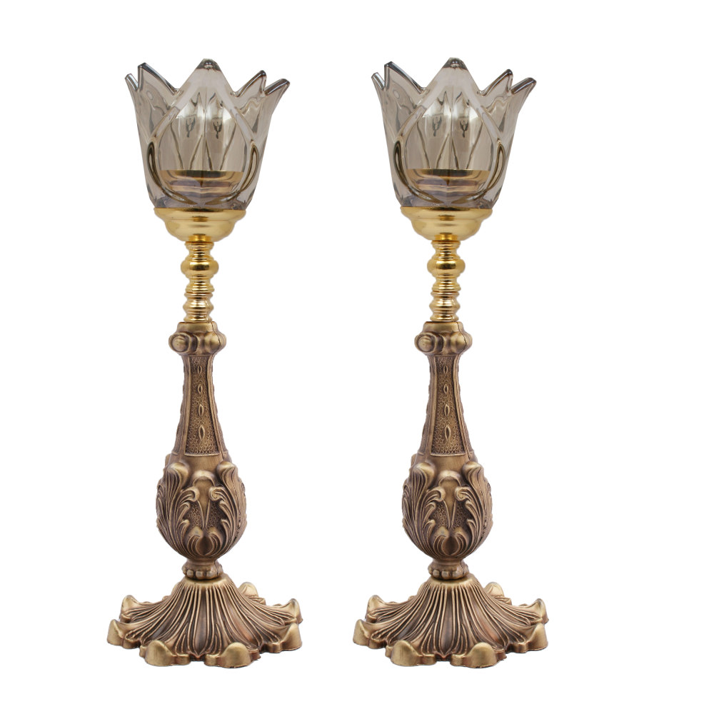 Bougeoir en cristal persan en forme de tulipe (2x)