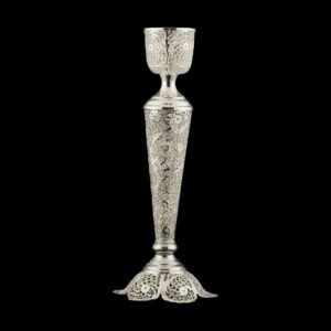 Bougeoir en filigrane persan en cuivre plaqué argent, Shak