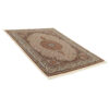 Tapis en soie persan noué à la main original à Golabetoon Riz Mahi brun