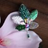Épinglette féminine faite main perles – Design Feuille