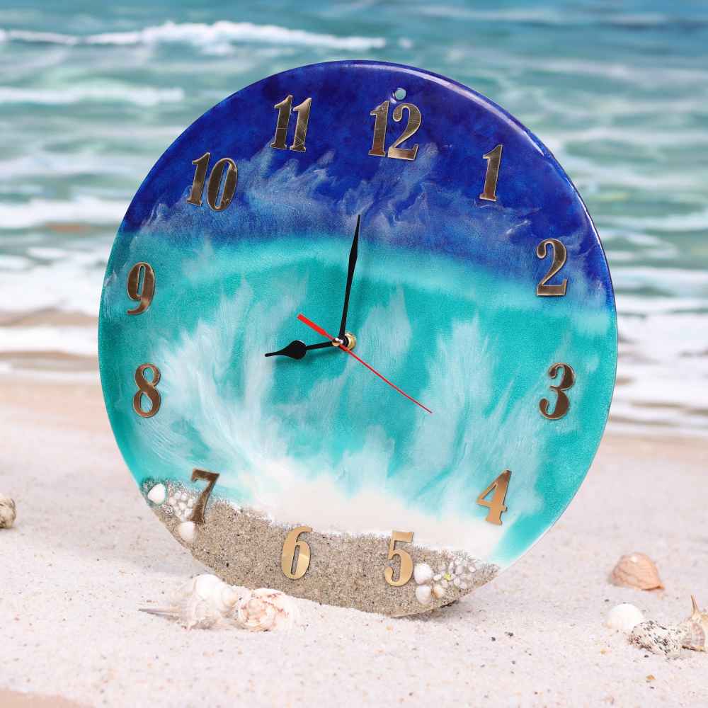 Horloge Murale en Résine Artisanale – Style Abstrait Sahel