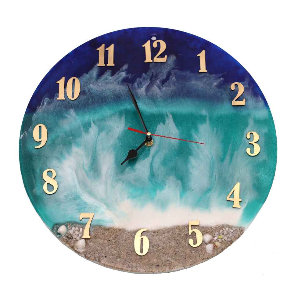 Horloge Murale en Résine Artisanale - Style Abstrait Sahel