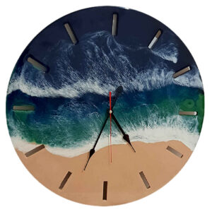 Horloge Murale en Résine Artisanale – Style Abstrait Mer
