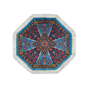 Nappe en Soie Nouée à la Main Thème Tapis Persan Bleue