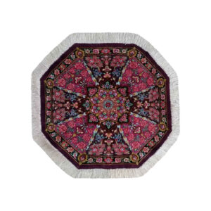 Nappe en Soie Nouée à la Main Thème Tapis Persan Rouge