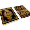 Nappe en Soie Nouée à la Main Thème Tapis Persan Doré Foncé