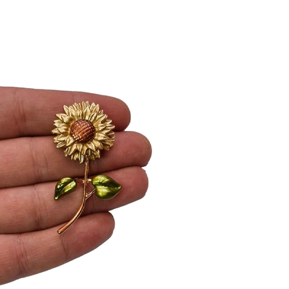 Broche fleur – Design tournesol en métal