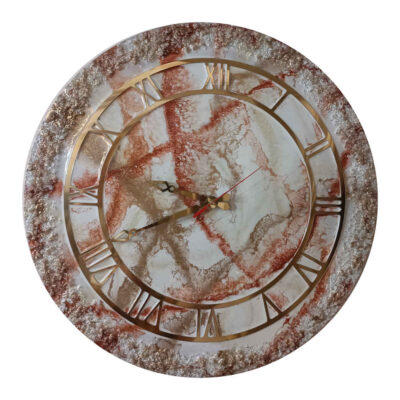 Horloge Murale en Résine Artisanale – Style Abstrait Cristal