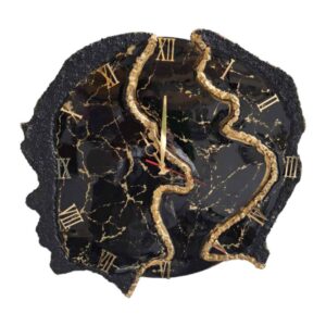 Horloge Murale en Résine Artisanale – Style Abstrait Géode