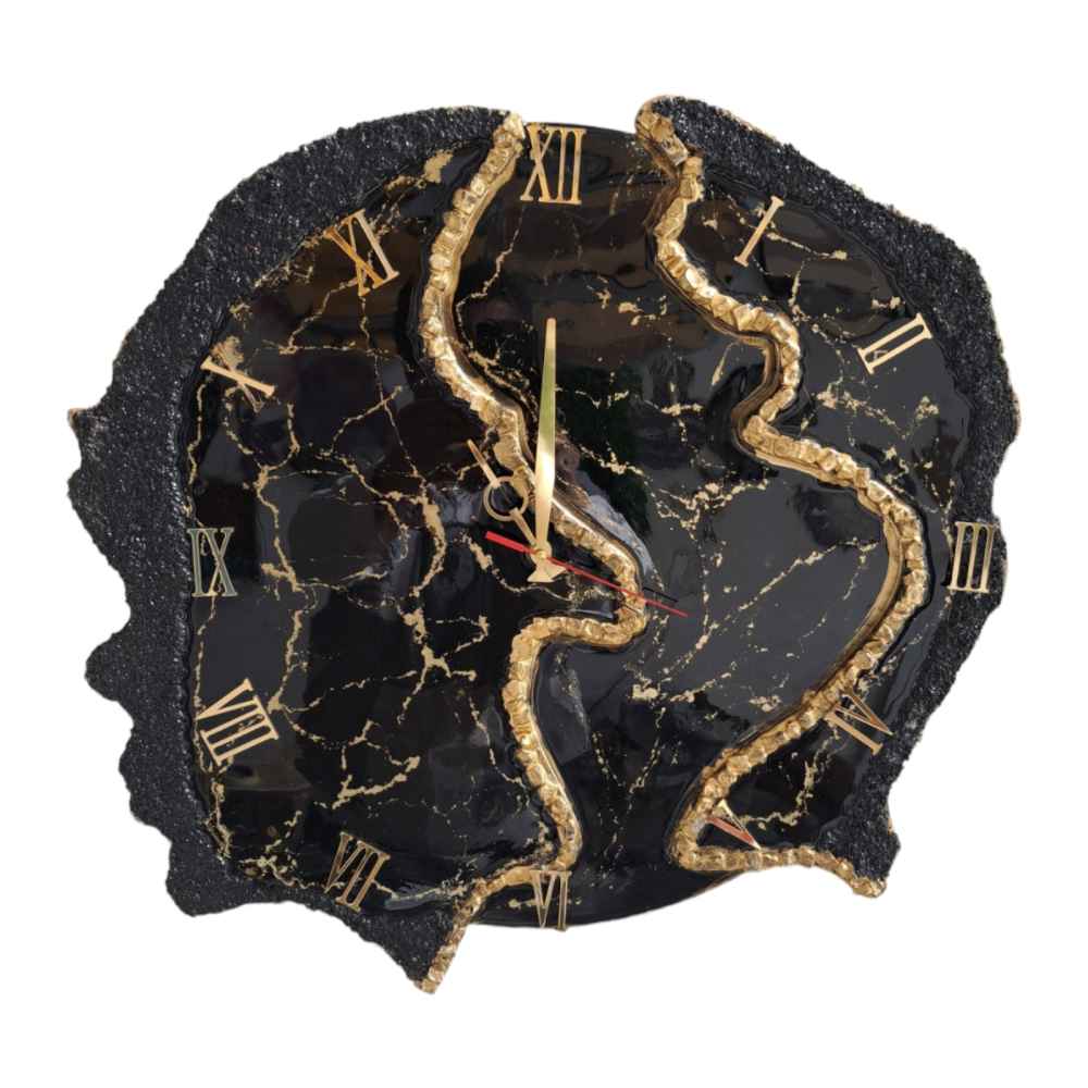 Horloge Murale en Résine Artisanale - Style Abstrait Géode